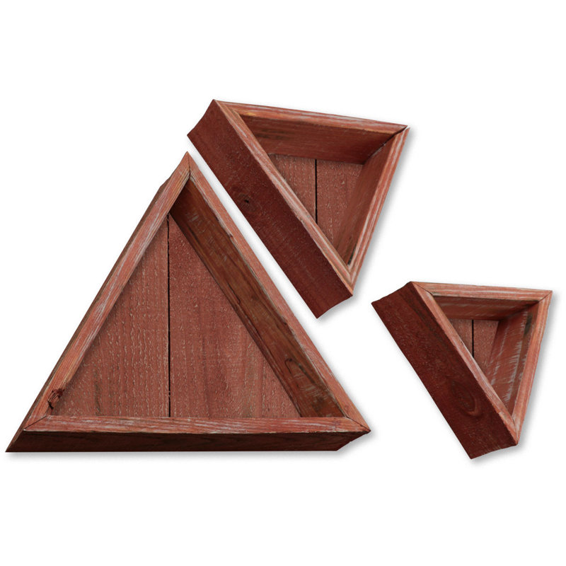 Triangle Accent Shelf with Adjustable Shelves, Salvage Red