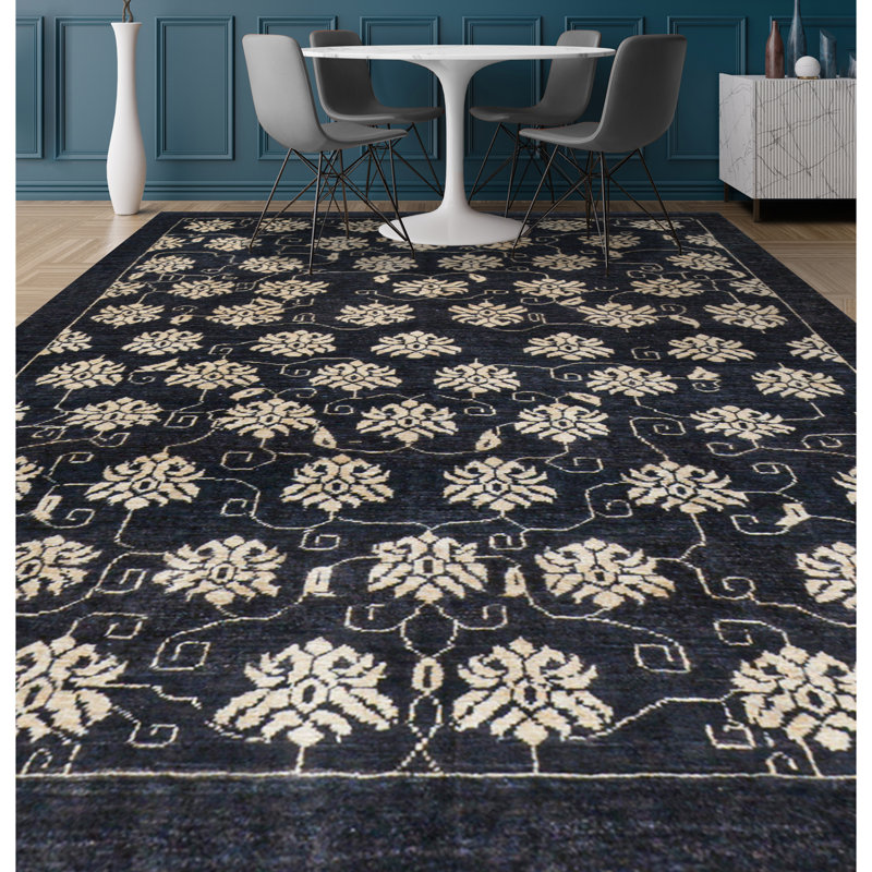 Hand-Knotted High-Quality Black Area Rug