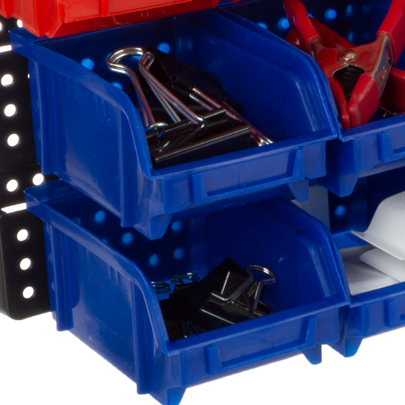 Black Wall-Mounted 30-Compartment Plastic Storage Bin Organizer