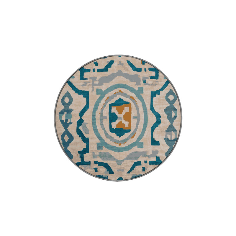 Tapis gris lavable à la machine, Rond 5 pi