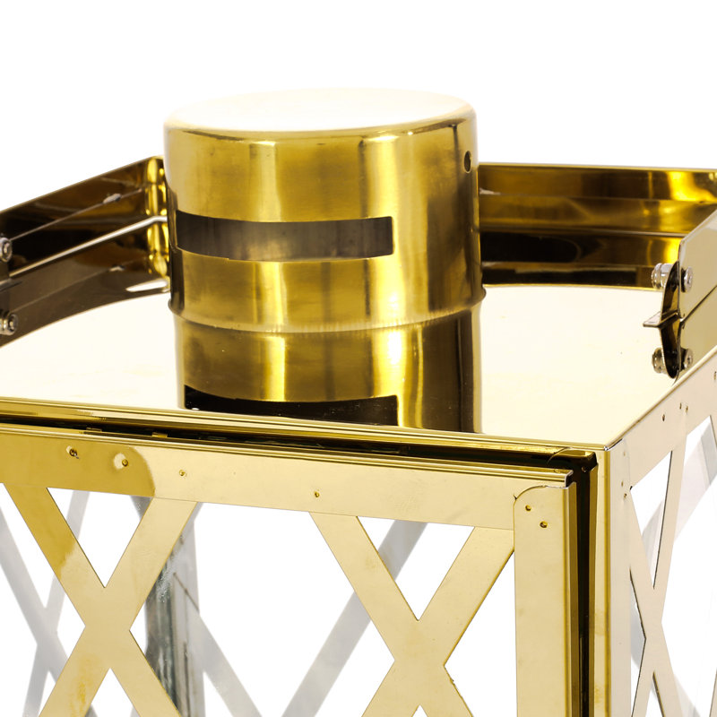 17.5'' H Stainless Steel Floor Lantern, Gold