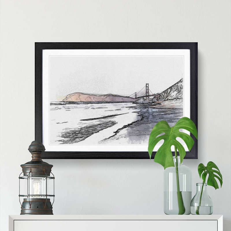 Golden Gate Bridge in San Francisco - Picture Frame Graphic Art Print, Black Framed, 48cm H x 65cm W x 2cm D
