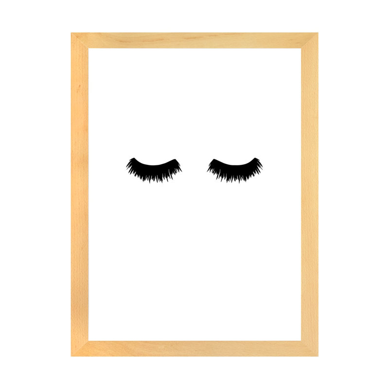 Lash Bold - impression d'art graphique, H 32 po x l 24 po x P 1 po, Papier avec cadre beige, Blanc