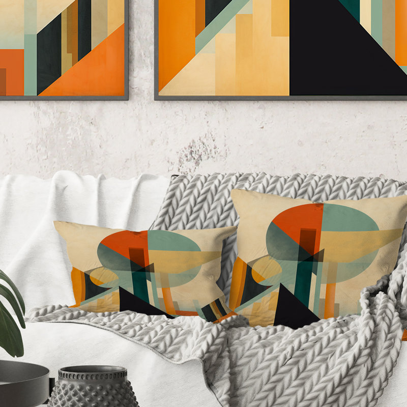 Full Moon Symphony Midcentury Abstract II - Coussin décoratif imprimé Mid-Century abstrait