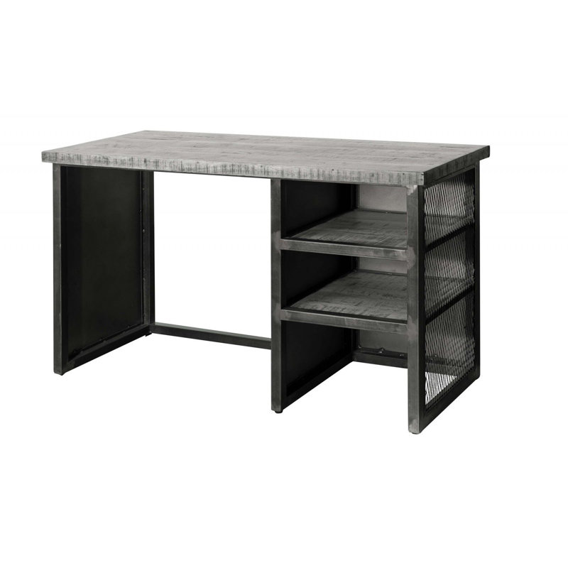 Heavy Industry Solid Wood Writing Desk, Grey