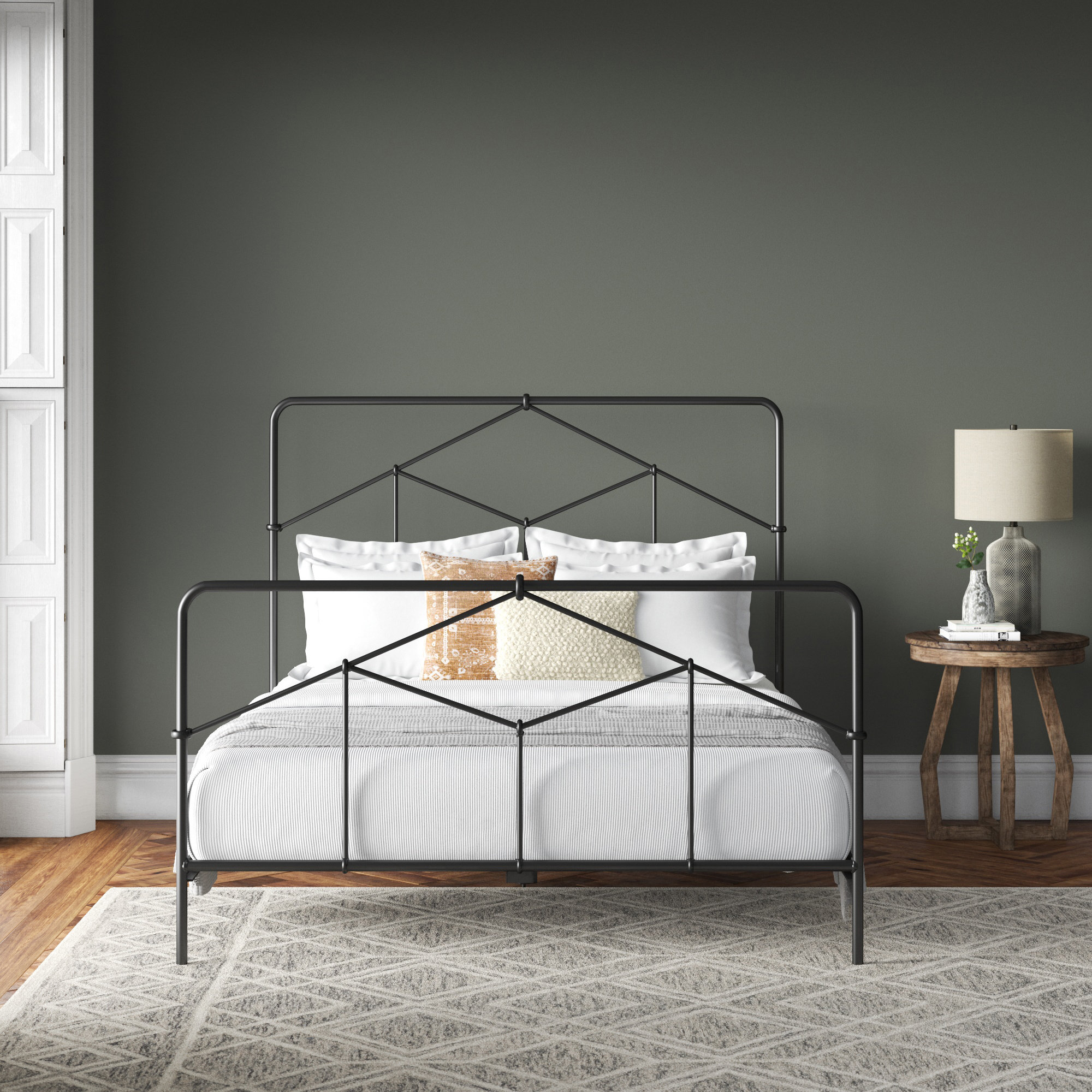 Armaud Metal Open-Frame Bed, Queen, Vintage Black