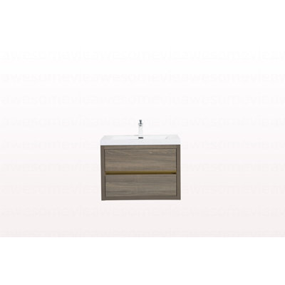 30" Wall-Mounted Bathroom Vanity With Sink, Floating Bathroom Storage Cabinet With Stone Resin Countertop And Soft Close Drawers,