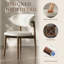 Chaises de salle à manger modernes de style Mid-Century beige, chaises de cuisine en bois de chêne massif brun pour la salle à manger, similicuir blanc cassé, aucun assemblage requis-710856563