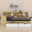 Wooden L-Shape Daybed With Seven Storage Cabinets And Two Storage Drawers,Multi-Functional Bed With Study Desk-1600503197