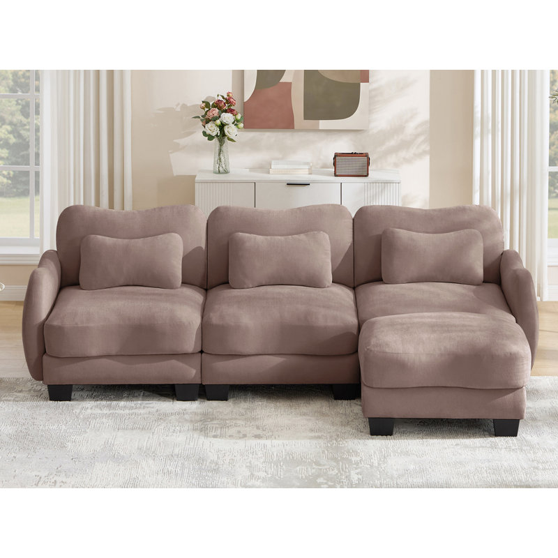 Canapé modulaire en L avec repose-pieds, Rose Dust