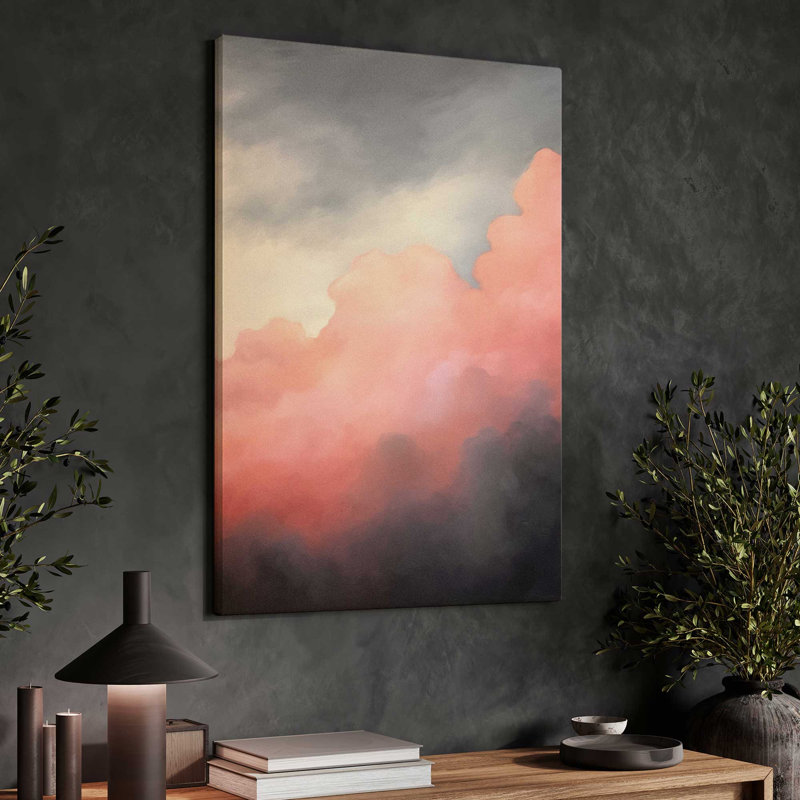 48" x 32" Rosy Twilight v1 Print on Canvas in a Satin Black Frame, Wrapped Canvas, 18" H x 12" W x 1.25" D