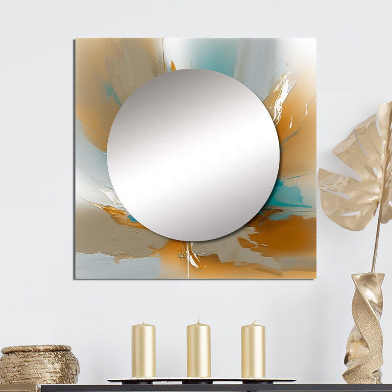 Janyiah - Art mural miroir carré abstrait en marbre pour salle de bain, 29 po x 29 po