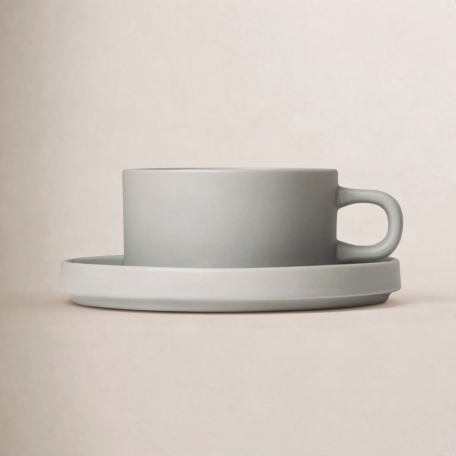 Pilar Stoneware Teacup, Mirage Gray