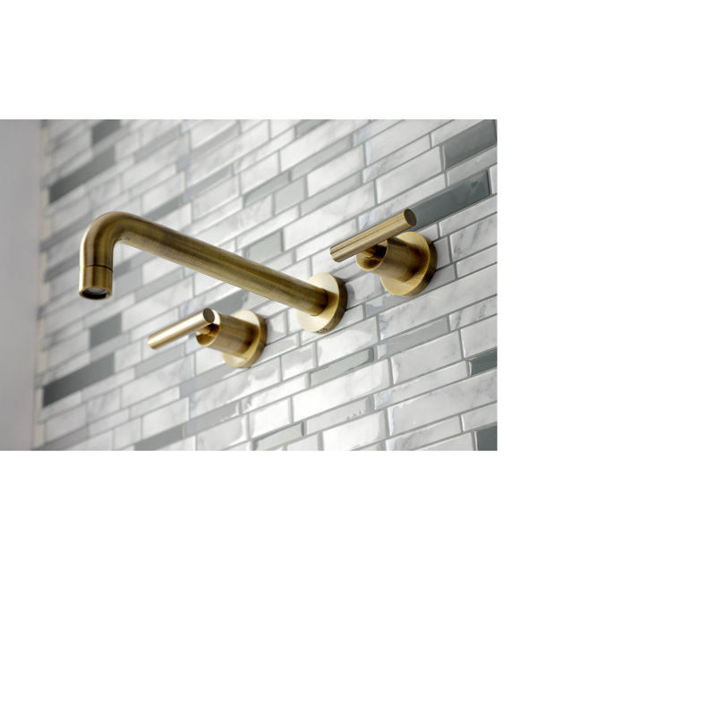 Kingston Brass Manhattan Two-Handle 3-Hole Wall Mount Roman Tub Faucet, Antique Brass