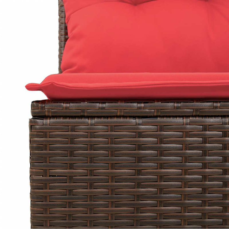  Ensemble de canapé de patio 7 pièces avec coussins en rotin de polyester, Rouge, Brun