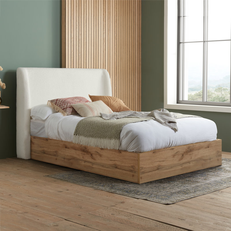Farhat Upholstered Platform Bed, Double (4'6), White