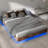 Cowen Floating Bed Frame with LED Lights Metal Slats Underbed Storage Space No Box Spring-133985342-76432950