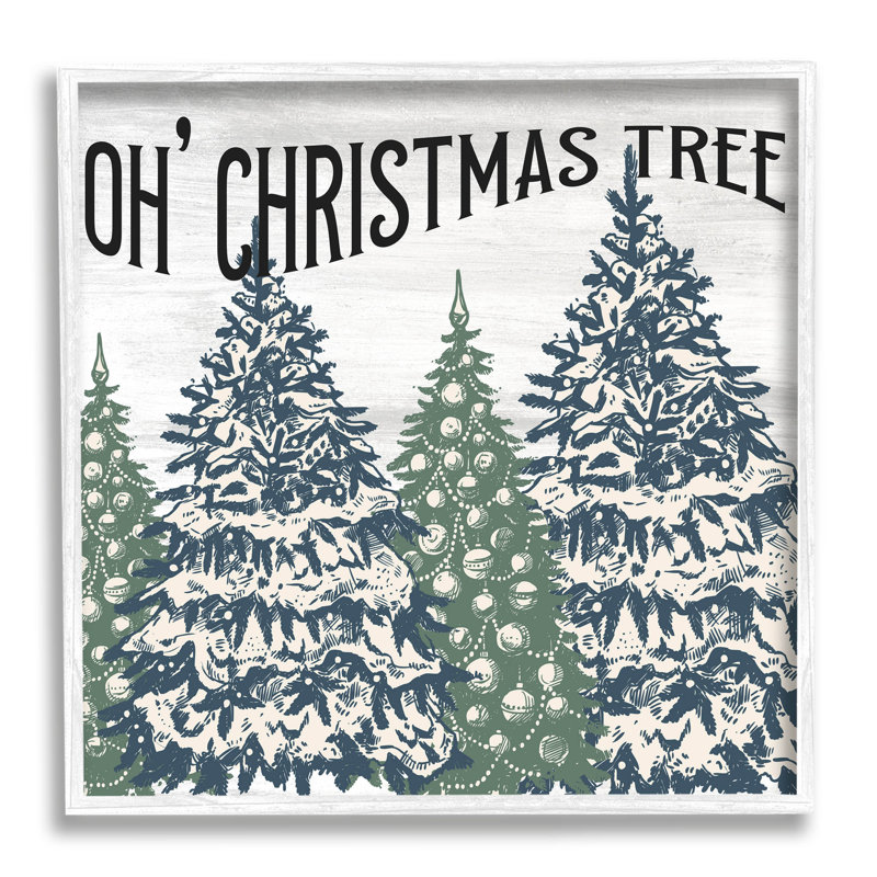 Oh, arbre de Noël, art giclée vintage encadré par Kim Allen, H 12 po x l 12 po x P 1,5 po, Giclée encadrée blanc bord de mer
