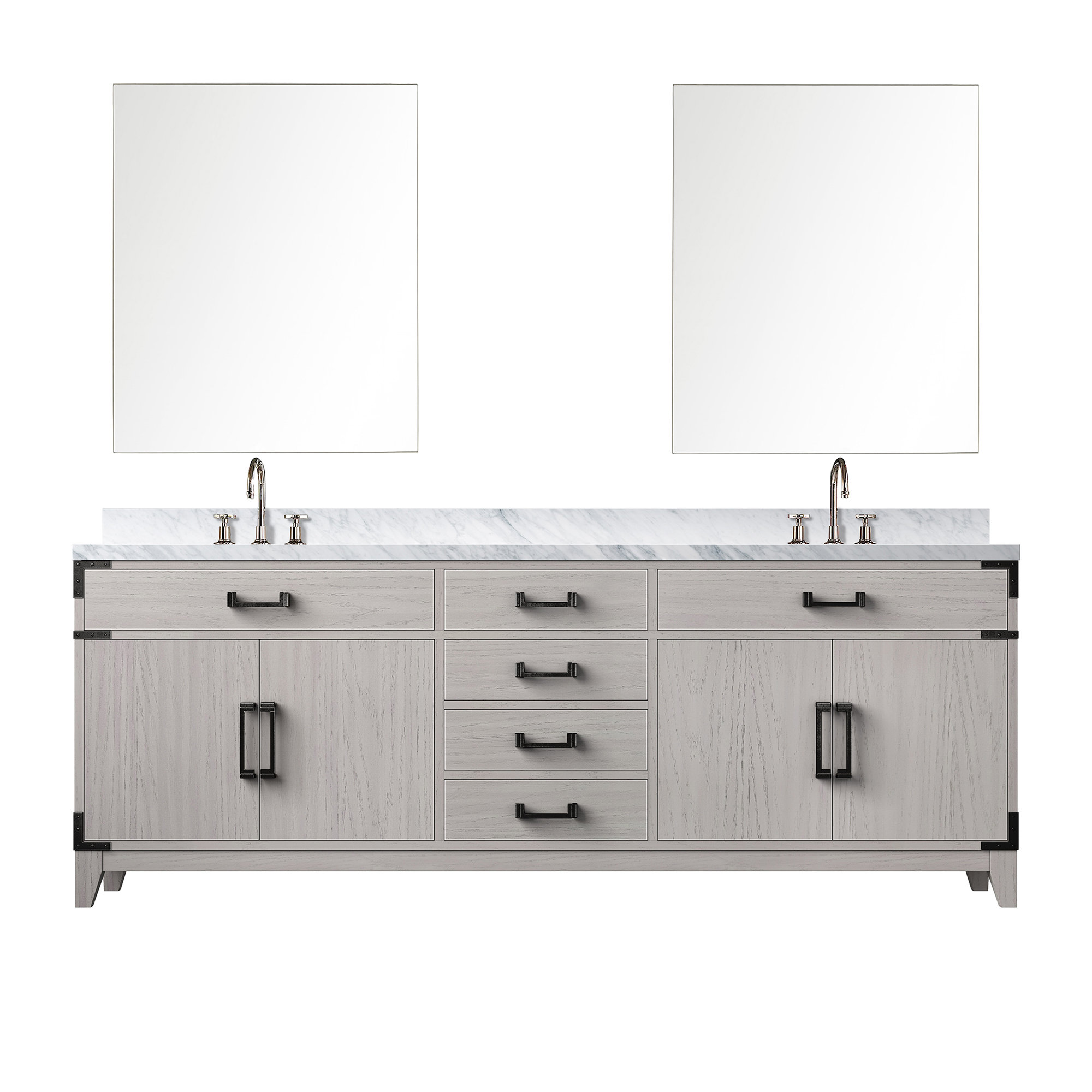 Lexora Laurel 84 in W x 22 in D Double Bath Vanity Mirrors with Faucet ...