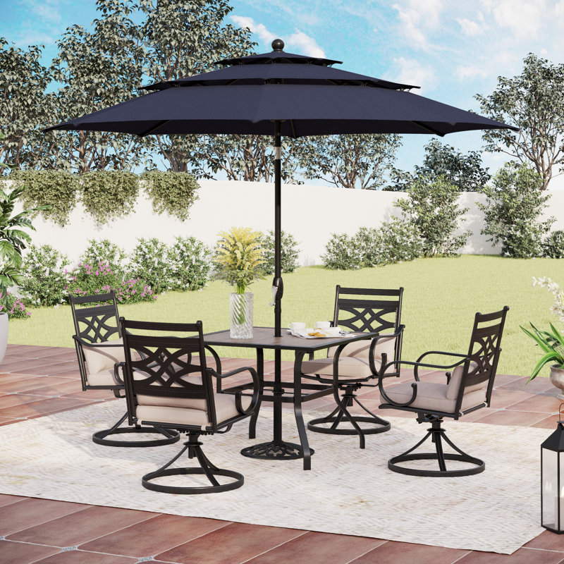 Leonard 4 - Person Patio Dining Set with Square Table , Cushions Included