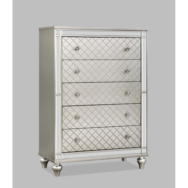Commode de chambre à coucher 1 tiroir 5 pièces Glam