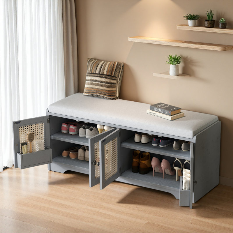 Banc de rangement Rustic, Gris délavé