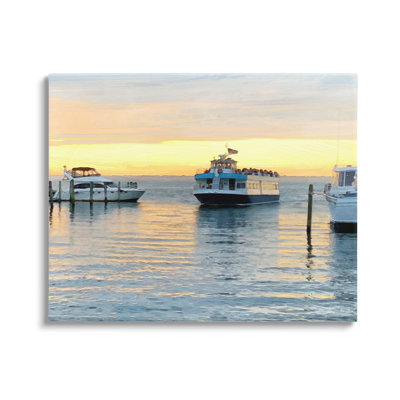 Au-422-Canvas " Ferry Boat Sunlit Sea Harbor " by Jeff Pica