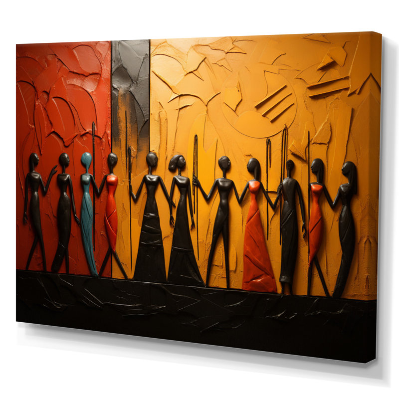 Khloie, Tribal africain, rythmes viii - Art mural tribal africain, H 24 po x l 32 po, Toile tendue, Sans cadre