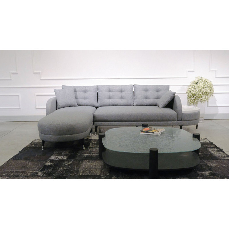 Corner Sofa-Bed, Light Grey Linen