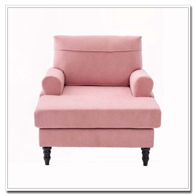 Chenille Fabric Chaise Lounge Chair Wooden Sofa Legs With Comfortable Backrest And Armrests