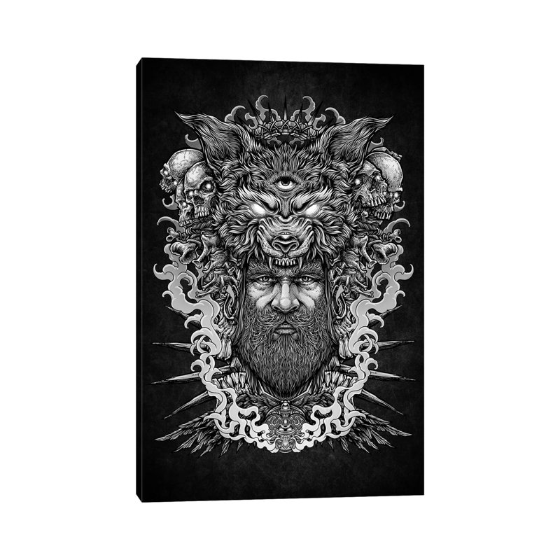 Blackmagic Sorcerer With Third Eyes Wolf by Winya Sangsorn - No Frame Gallery-Wrapped Canvas Giclée on Canvas, Wrapped Canvas
