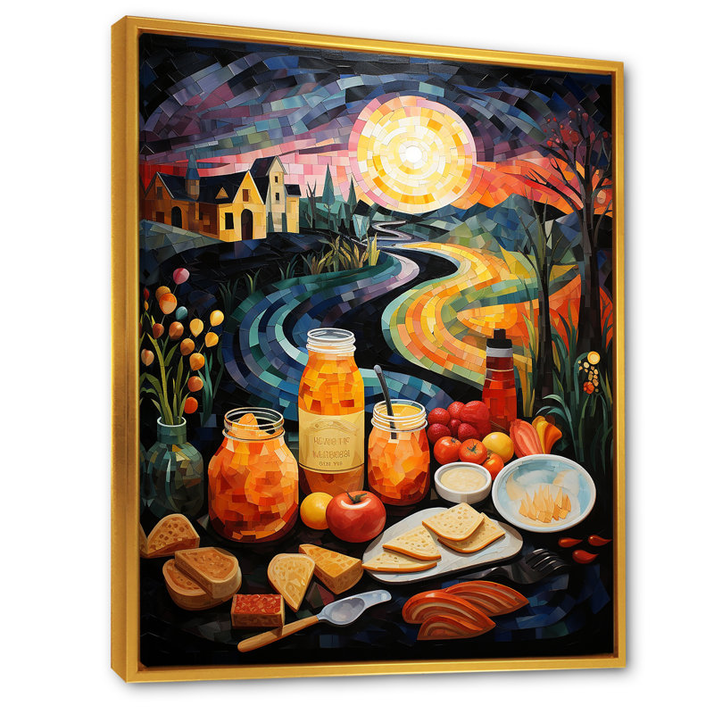 «French Cuisine Landscape Harmoney II», reproduction d'art sur toile, H 44 po x l 34 po x P 1,5 po, Cadre flottant doré