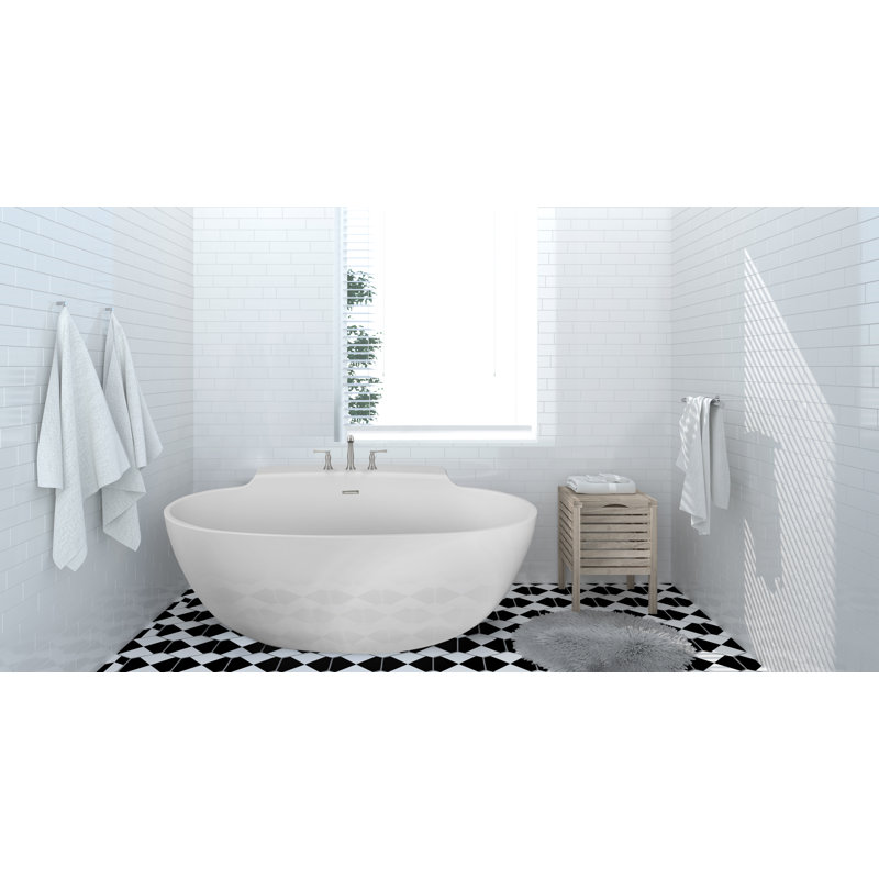 Guthrie 58'' x 36'' Freestanding Air Solid Surface Bathtub, Glossy White