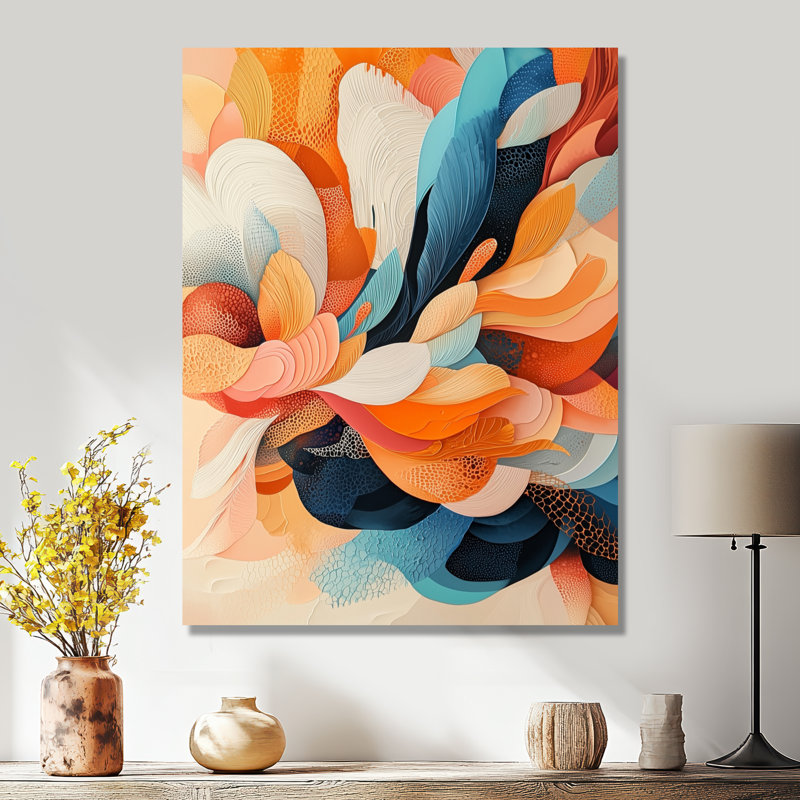 «Novan Botanical Orange Palm Dream Fragments III», reproduction d'art sur toile, H 44 po x l 34 po, Toile tendue