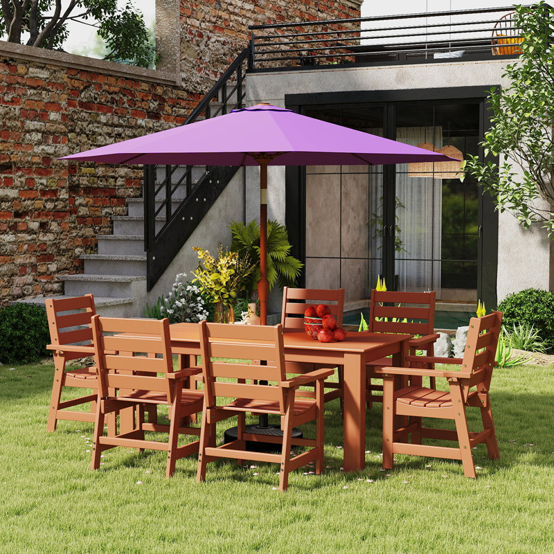 Parasol de patio 9 pi avec base, Mauve
