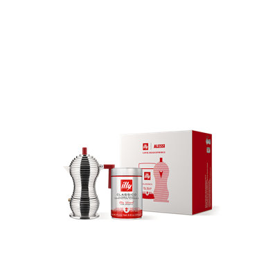 Alessi Pulcina 3-Cup Red Moka Pot Coffee Gift Set