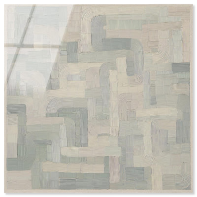 Décoration murale abstraite à imprimé acrylique «Pale Labyrinth I» par Art Remedy, prêt à accrocher, 40 x 40