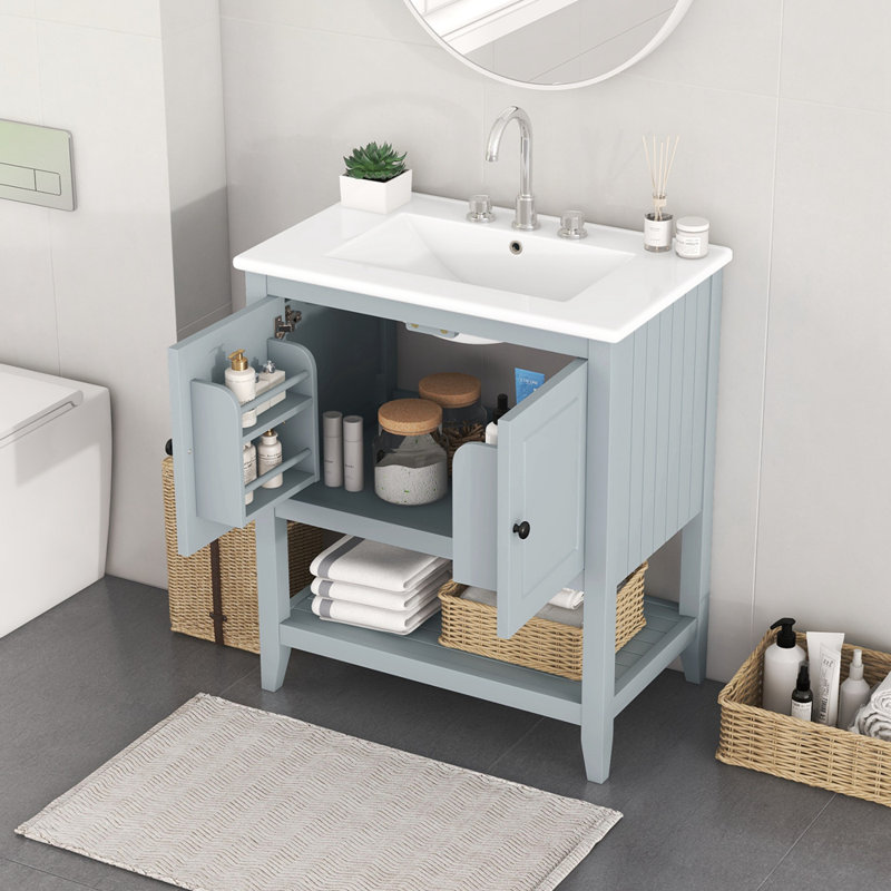 Lavabo de salle de bain 30 po, Gris