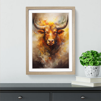 Taurus Zodiac Gestural - Single Picture Frame Print on Wood