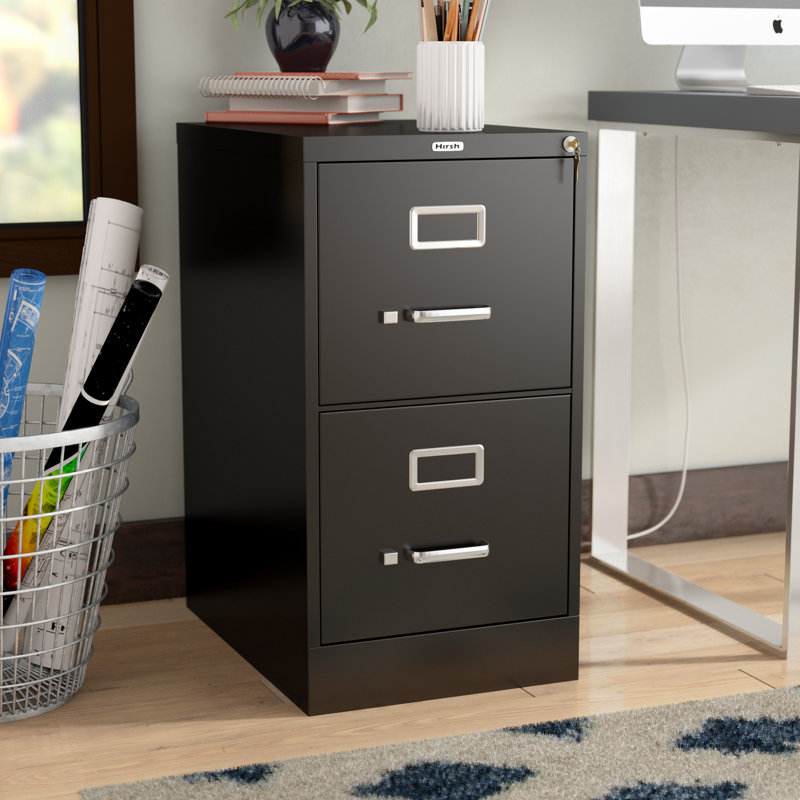 15 " Wide 2 Steel Vertical Filing Cabinet, Black