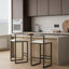 Ensemble de 2 tabourets de bar rembourrés en similicuir avec tabourets de bar modernes et structure en métal pour comptoir, îlot de cuisine