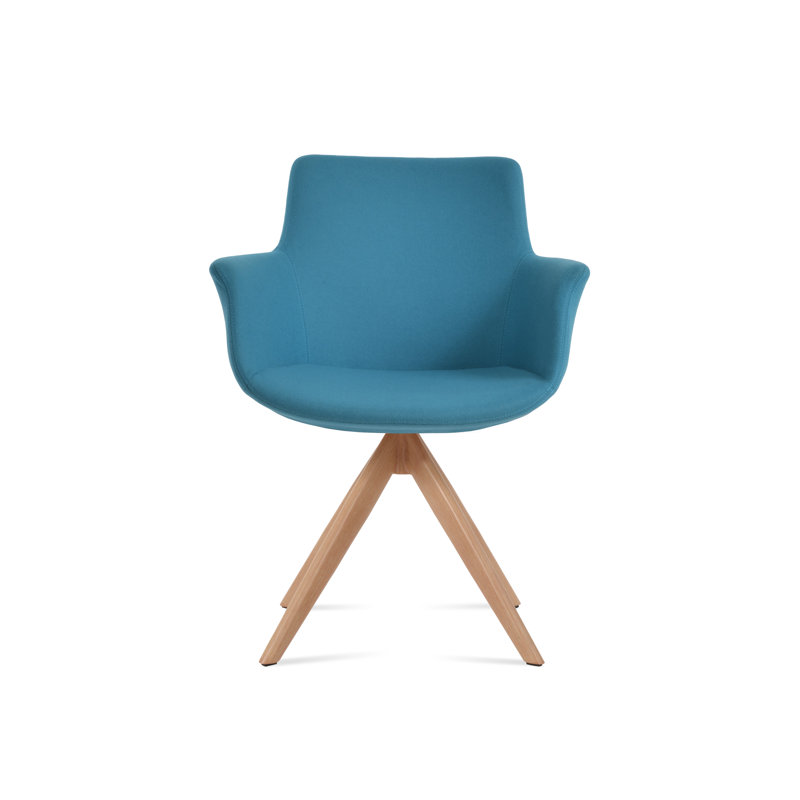 Chaise avec accoudoirs pivotante Bottega, Naturel, Turquoise