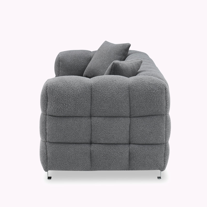 Upholstered Sofa, Dark Gray Polyester Blend, 24" H x 80" W x 30.7" D