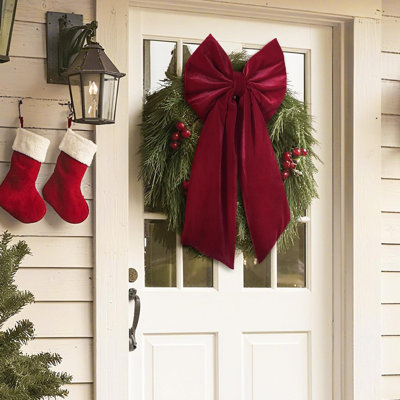 36 x 18 Inch Large Red Velvet Christmas Tree Topper Bow, Decorative Holiday Bow for Christmas Trees, Wreaths, Garlands, Doors, and Festive Home Décor