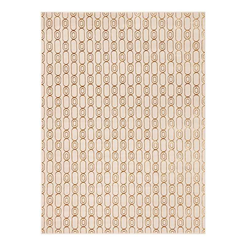 Latitude Run® Column Nikica Rug White and Gold, Rectangle 9' x 12'
