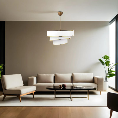 Stunning Gold Chandelier with Cotton Cap, 15.7 x 15.7 x 7.9 inches | Total Height: 28.3 inches | E27 Socket, Max 40W | CE Certified, Glam & Scandinavian Design, Perfect for Country Home Decor & Elegant Lighting