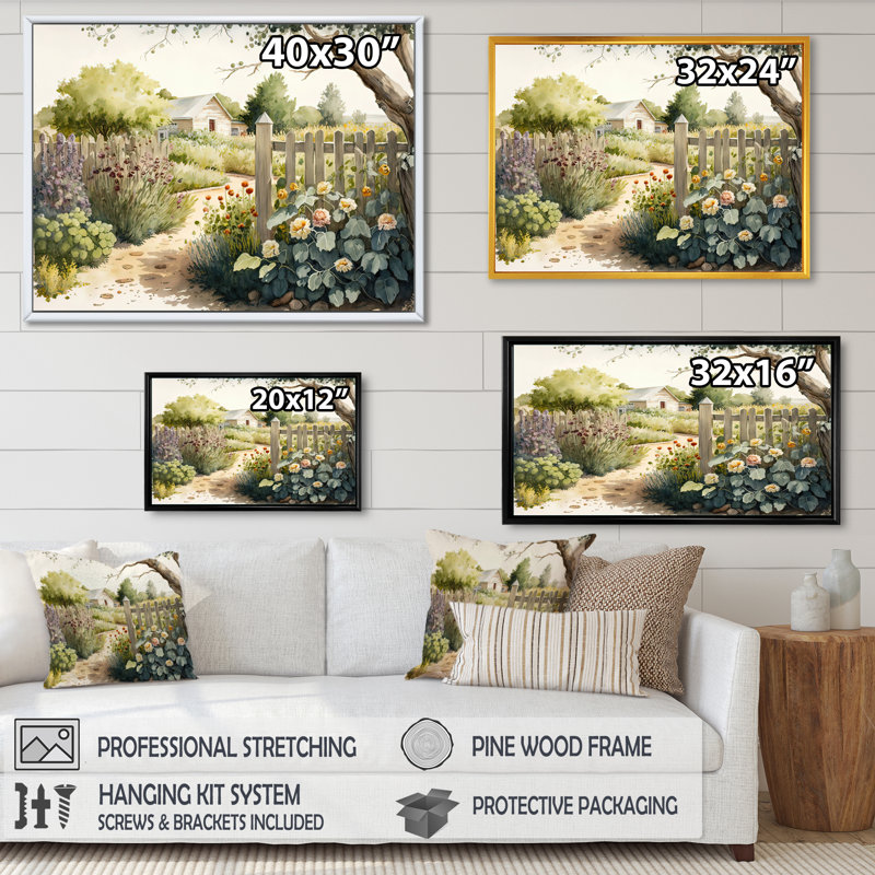 «Farm Fresh Garden II», reproduction d'art sur toile, H 30 po x l 40 po x P 1,5 po, Cadre flottant doré