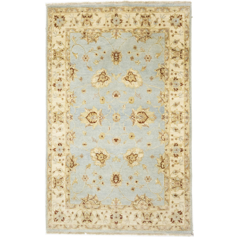 Tapis oriental bleu clair clair fait à la main 4X6 Peshawar