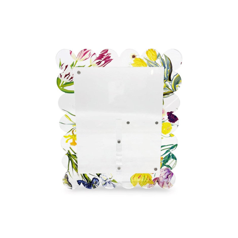 Flora Fauna White Scalloped Acrylic Picture Frame, 7" x 9", 7" x 9"