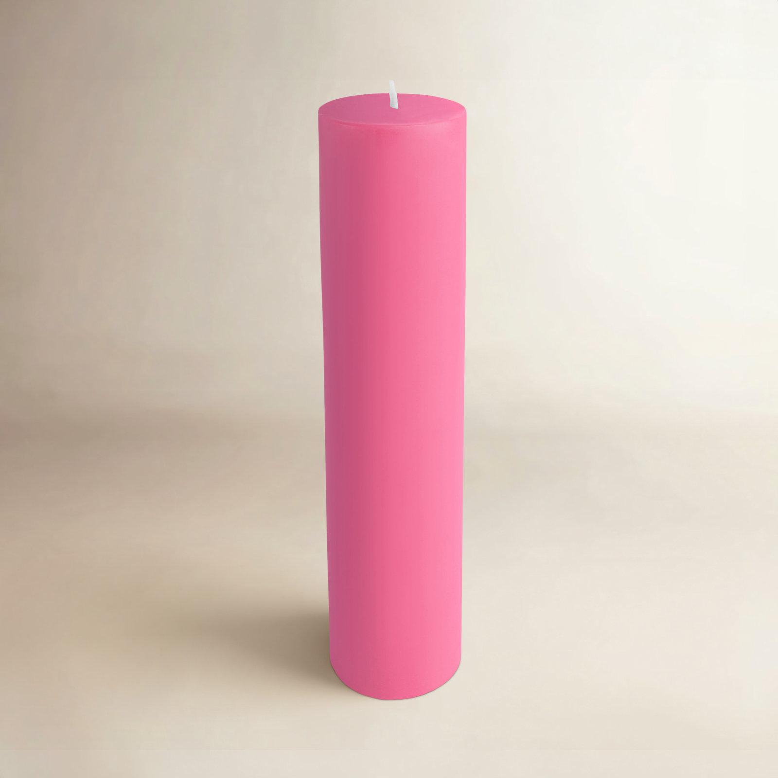 Oliva Unscented Pillar Candle, Hot Pink, 8, 9" H x 2" W x 2" D